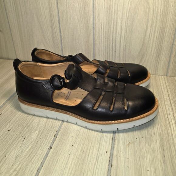 Samuel Hubbard Womens Black Leather Fisherman Sandals Shoes Size 11 Comfort - Picture 1 of 6